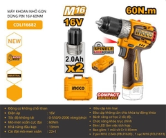 Máy Khoan Vặn Vít Dùng Pin 16V INGCO