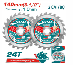 Bộ 2 Lưỡi Cưa TCT Siêu Mỏng 140mm Total