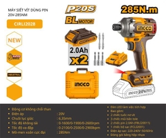 Máy Vặn Vít Dùng Pin 20v-285nm INGCO