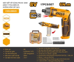 Máy Vặn Vít Dùng Pin 8v-6nm INGCO
