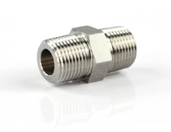 Hikelok, Fitting, Threaded Hex Nipple, 1/2" MNPT x 1/4" MNPT, 10000 PSI, SS316