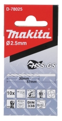 2.5x57mm Mũi Khoan Kim Loại HSS-GS 10 Cái Makita D-78025