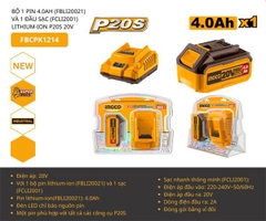 Bộ 1 Pin 20vx4.0ah Và 1 Sạc P20S 20V INGCO