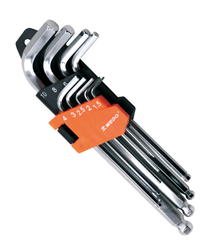 9pc Long Arm Ball Point Hex Key Set, WD258A, 1.5,2,2.5,3,4,5,6,8,10mm, WEDO, Steel