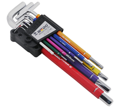9pc Multi-color Extra Long Arm Hex Key Set, WEDO182-S9, 1.5,2,2.5,3,4,5,6,8,10mm, WEDO, Steel