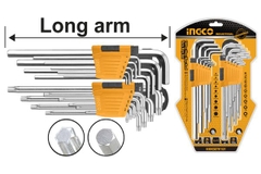 Bộ Lục Giác Đầu Lục Giác Và Bông Dài 18 Chi Tiết Thép Cr-V Ingco