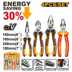 Bộ 4 Kìm Trợ Lực Và Cách Điện Cao Cấp 6, 7, 8 Inch Ingco