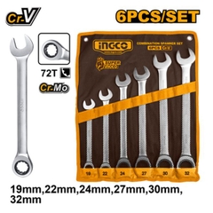 Bộ Cờ Lê Miệng Vòng Tự Động 6 Chi Tiết 19-32mm Ingco