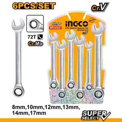Bộ Cờ Lê Miệng Vòng Tự Động 6 Chi Tiết 8-17mm Ingco