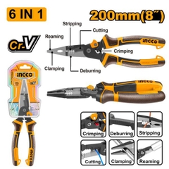 Kìm Mũi Dài Đa Năng 6 Trong 1 Cao Cấp 8 Inch/200mm Ingco