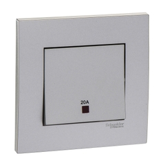 Bộ Công Tắc Đơn 2 Cực 20A Vivace Schneider KB31D20NE_AS_G19, 86x86mm, Màu Xám Bạc, 10 Cái / Hộp, 100 Cái / Thùng