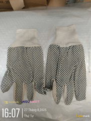 Găng Tay Vải Bạt, Cotton, 280g (10Oz), Hạt Nhựa Đen, 120 x 260mm
