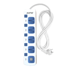 Ổ Cắm Đa Năng MPE AM4S-2USB, Chiều Dài Dây 3m, 1 Cái/Hộp, 24 Cái/Thùng