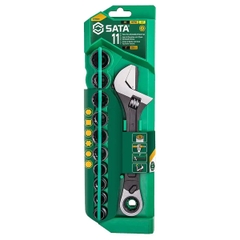 Bộ Mỏ Lết, Đầu Tuýp 11 Chi Tiết SATA 09000