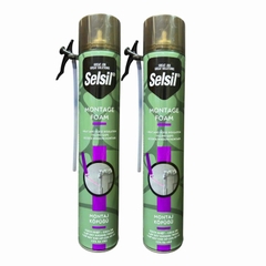Selsil Selfoam Montage Foam 750ml, Chất Trám Bọt Nở PU Dùng Vòi Sẵn Selfoam, Vàng Nhạt, 12 Chai/Thùng