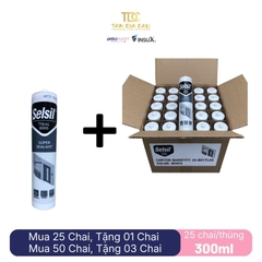 Selsil Tseal 8000 Super Sealant - Chất Trám Đa Dụng T8000 Gốc Acrylic Và Silicone, 300ml, Trắng, 25 Chai/Thùng