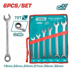 Bộ Cờ Lê Miệng Vòng Tự Động 6 Chi Tiết 19-32mm Total