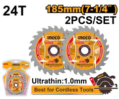 Bộ 2 Lưỡi Cưa TCT Siêu Mỏng 185mmx24t INGCO