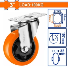 Bánh Xe Xoay Bằng Nhựa Pu 3 Inch WADFOW