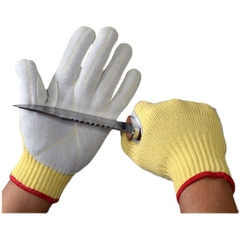 Bao Tay Chịu Nhiệt Cao Chống Cắt, Tăng Cường Da Bò 1 Mặt, Màu Vàng Xám, Cỡ L, Dài 24cm