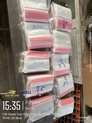 Túi Zip Chỉ Đỏ, Dày 7 Mic, Kích Thước 4x6-35x48cm, 32-1750 Túi/Kg, 25Kg/Bao