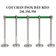 Cột chắn inox dây kéo 5m màu xanh lá cây