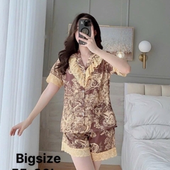 Bộ đùi lụa xước phối bèo tiểu thư Nữ Top Sen Kem