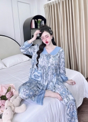 Bộ lụa latin tay dài cổ lá sen tiểu thư