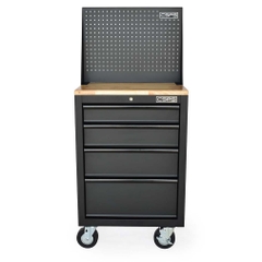 Tủ dụng cụ CSPS 61cm - 04 hộc kéo màu Đỏ tay cầm đen Có mặt ván & vách lưới