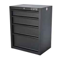 Tủ dụng cụ CSPS 61cm - 04 hộc kéo màu Đỏ tay cầm đen Có mặt ván & vách lưới