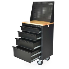 Tủ dụng cụ CSPS 61cm - 04 hộc kéo màu Đen tay cầm đen Không mặt ván & vách lưới