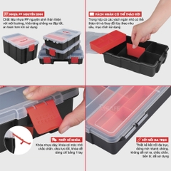 Bộ hộp đựng linh kiện Bison 4 trong 1 nhiều ngăn tiện dụng, dùng đựng ốc vít mũi khoan linh kiện điện tử thủ công câu cá