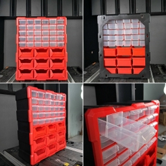 Tủ nhựa đựng linh kiện nhiều ngăn Bison tổng 39 ngăn tiện lợi, nhựa PP nguyên sinh, dùng đựng ốc vít linh kiện điện tử