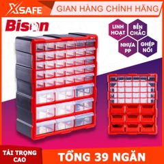 Tủ nhựa đựng linh kiện nhiều ngăn Bison tổng 39 ngăn tiện lợi, nhựa PP nguyên sinh, dùng đựng ốc vít linh kiện điện tử
