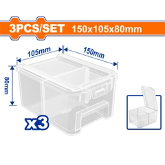 Bộ 3 Hộp nhựa trong suốt chia ngăn đựng linh kiện 150x105x80mm WadFow WTB8333