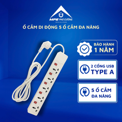 AM5S - Ổ cắm di động 5 ổ màu trắng