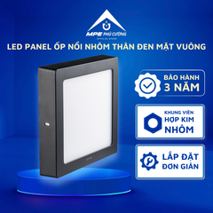 SSPLB-18V - Đèn led panel vuông nổi, thân đen, 18W vàng