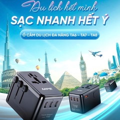 TA6 - Ổ cắm du lịch đa năng, Tích hợp 3 cổng USB-C, 1 cổng USB-A, sạc nhanh GaN 67W