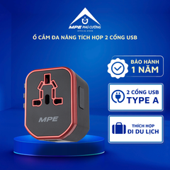 TA5 - Ổ cắm du lịch đa năng, chân cắm kiểu châu Âu, châu Úc, châu Mỹ + 2 ổ cắm sạc USB