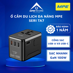 TA7 - Ổ cắm du lịch đa năng,Tích hợp 3 cổng USB-C, 1 cổng USB-A, sạc nhanh GaN 100W