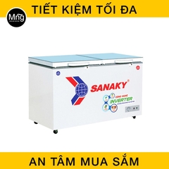 Tủ đông 2 chế độ inverter 210 lít Sanaky cánh kính cường lực xanh VH-2599W4KD