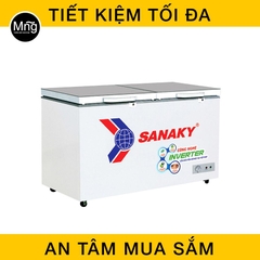 Tủ đông Sanaky Inverter 210 lít kính cường lực xanh VH-2599A4KD