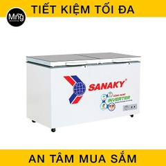 Tủ đông Sanaky  VH-3699A4KD-270 lít inverter  kính cường lực xanh