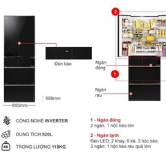Tủ lạnh Hitachi Inverter R-HW540RV(XK) 540 lít 6 cửa