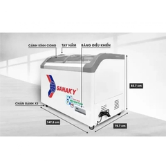 Tủ đông Sanaky VH-899K3A Inverter mặt kính cong 500L