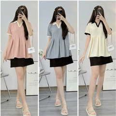 Áo bầu cotton mùa hè, dáng sơ mi lịch sự, thấm hút mồ hôi