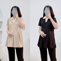 Áo bầu cotton mùa hè, dáng sơ mi lịch sự, thấm hút mồ hôi
