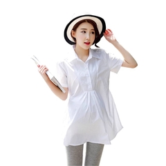 Áo bầu sơ mi trắng công sở, lịch sự trẻ trung cho mẹ bầu