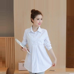 Áo bầu sơ mi trắng công sở, lịch sự trẻ trung cho mẹ bầu