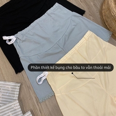 Quần bầu đùi mặc nhà, vải lụa băng mềm nhẹ kèm chun chỉnh thoải mái cho mẹ bầu